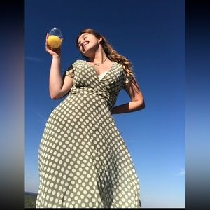 Green polka dot dress